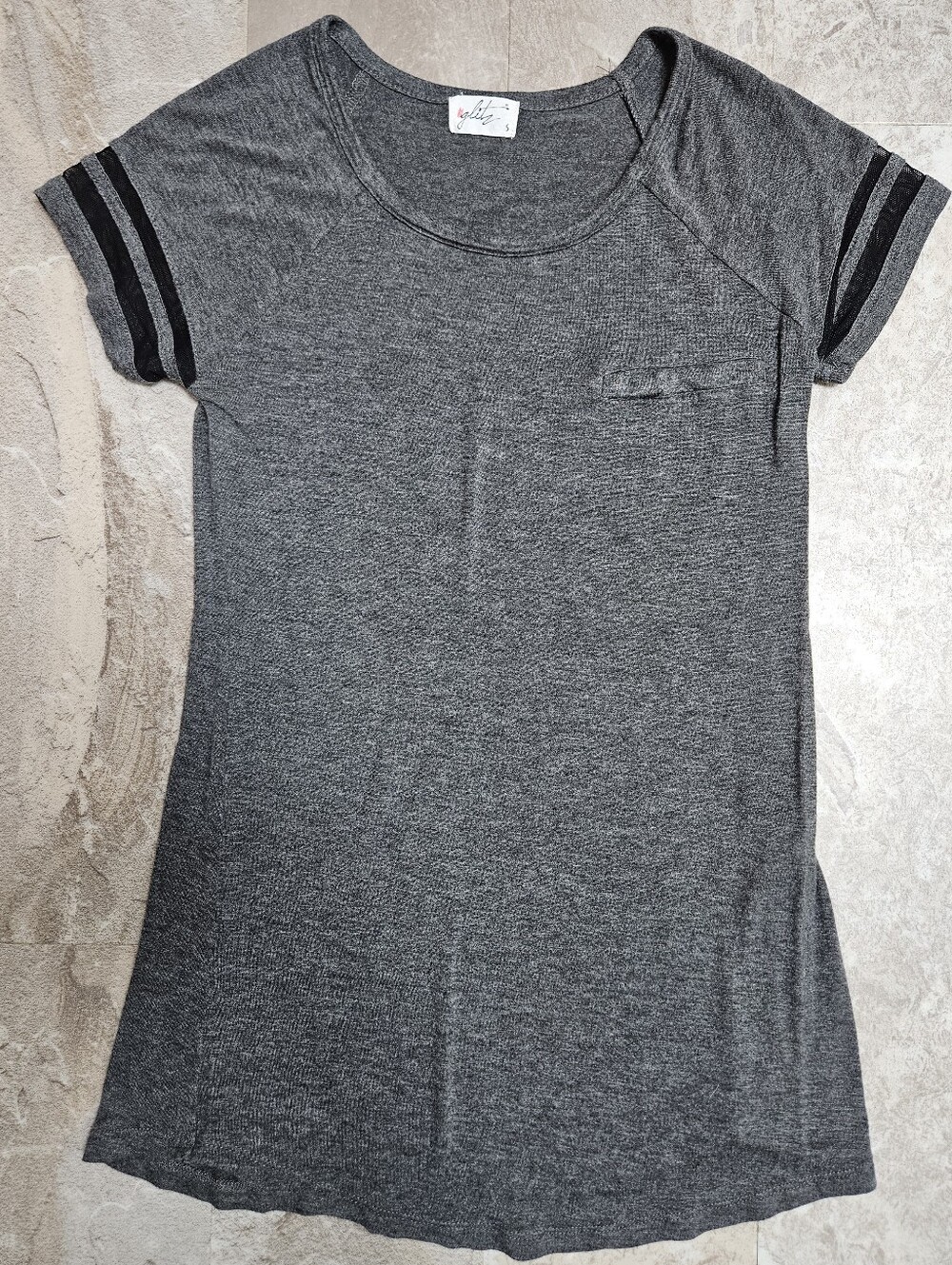 Short Sleeve Top With Mesh Detail On Sleeves
